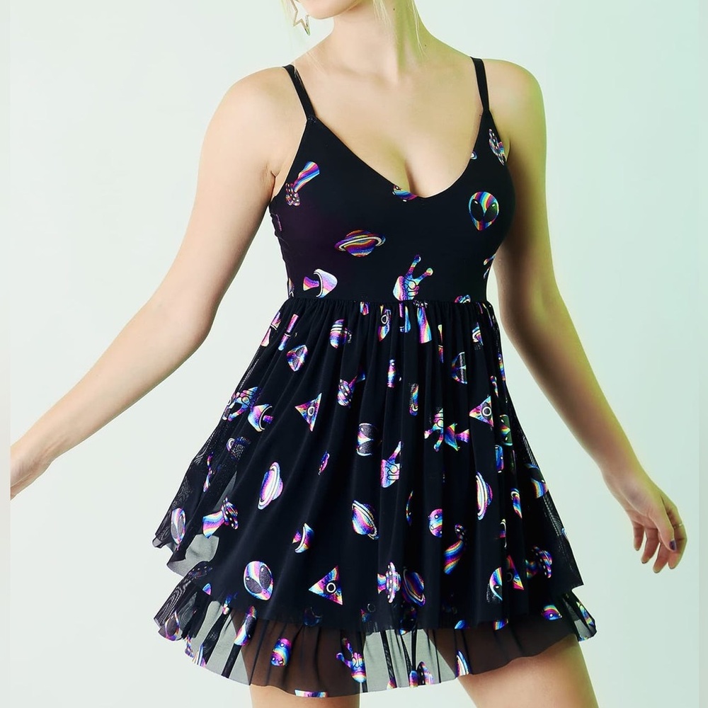 Blackmilk hologram sheer tier dress